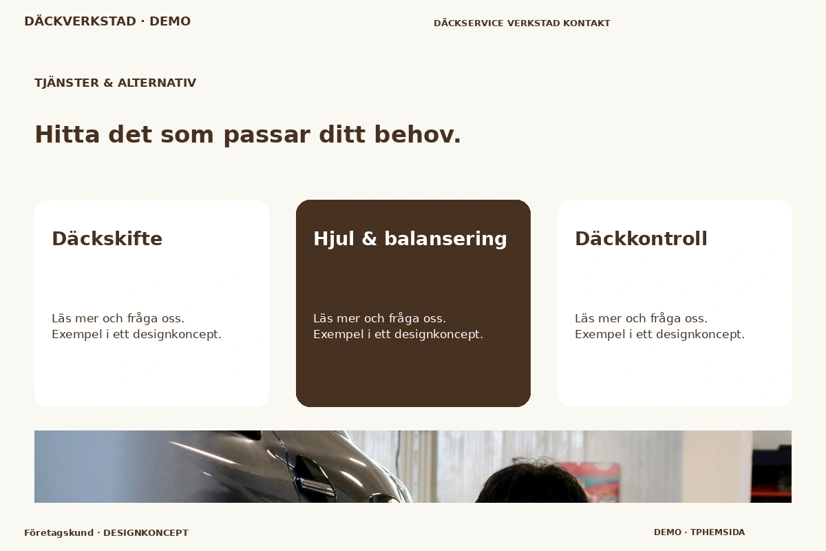 Företagskund – Tjänster & alternativ för däckverkstad