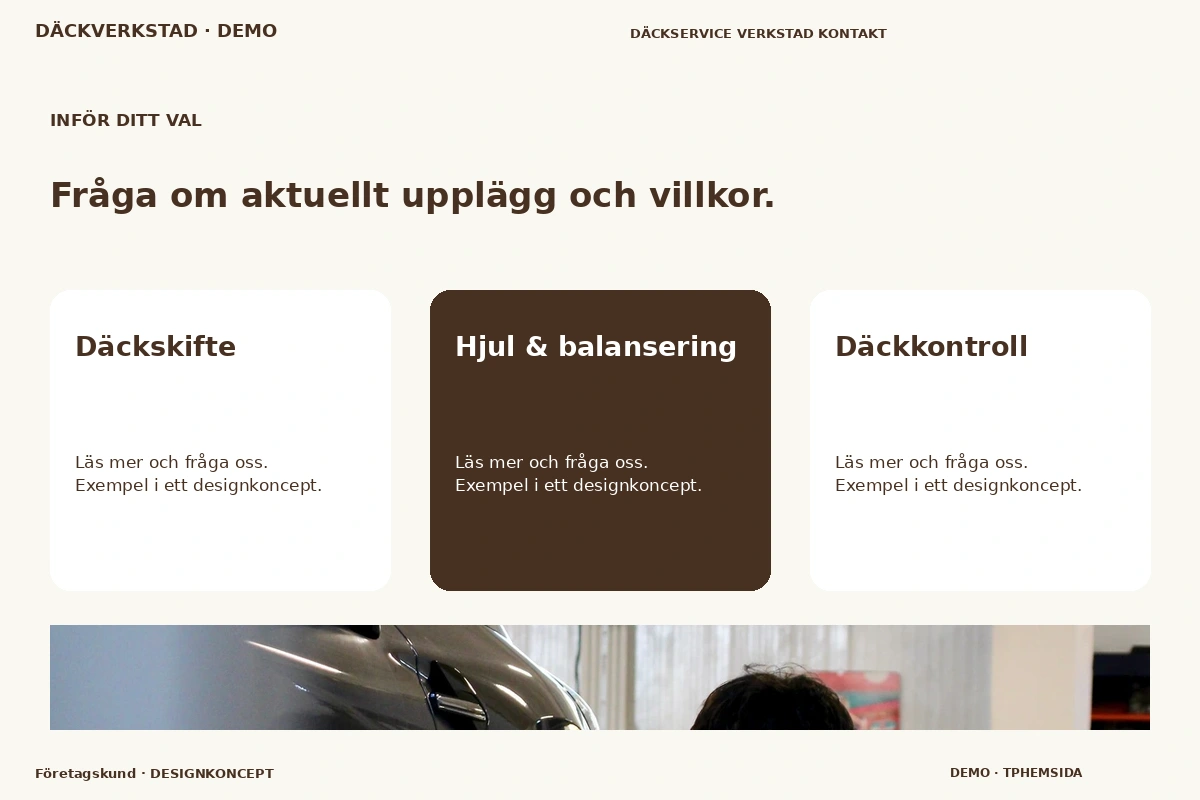 Företagskund – Alternativ & villkor för däckverkstad
