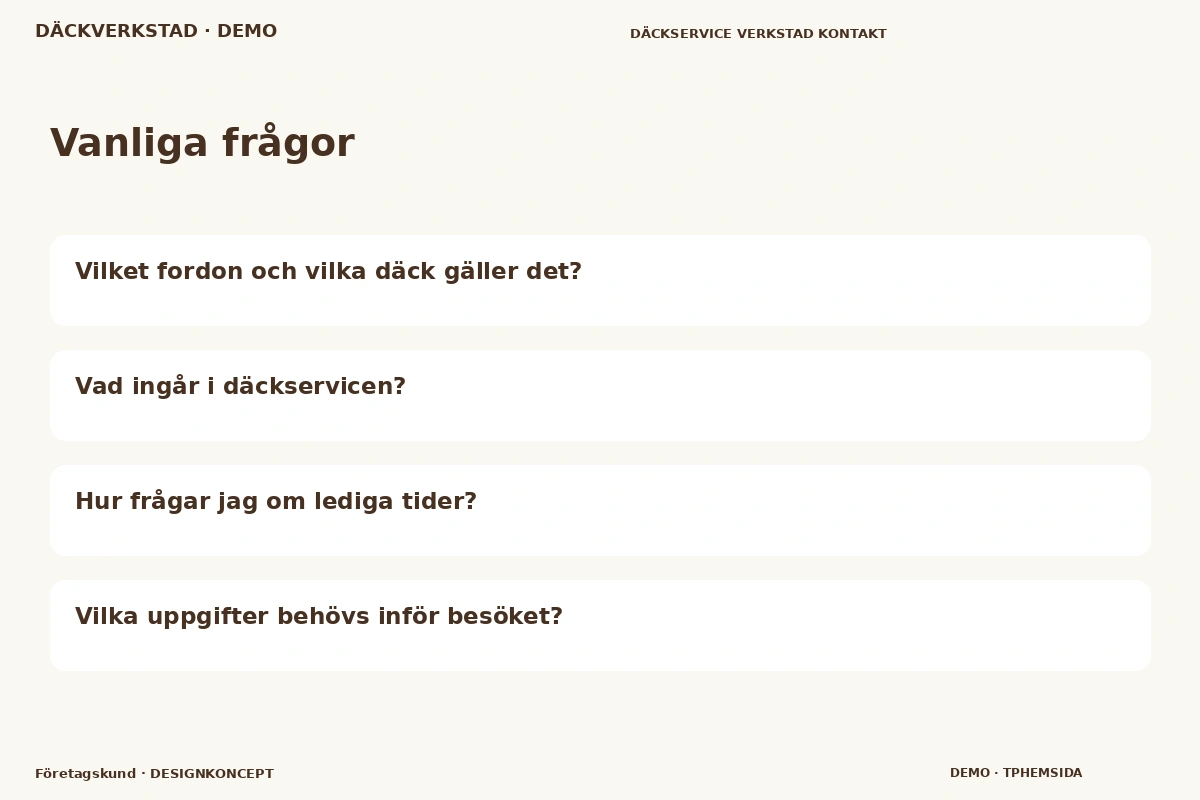 Företagskund – Vanliga frågor för däckverkstad