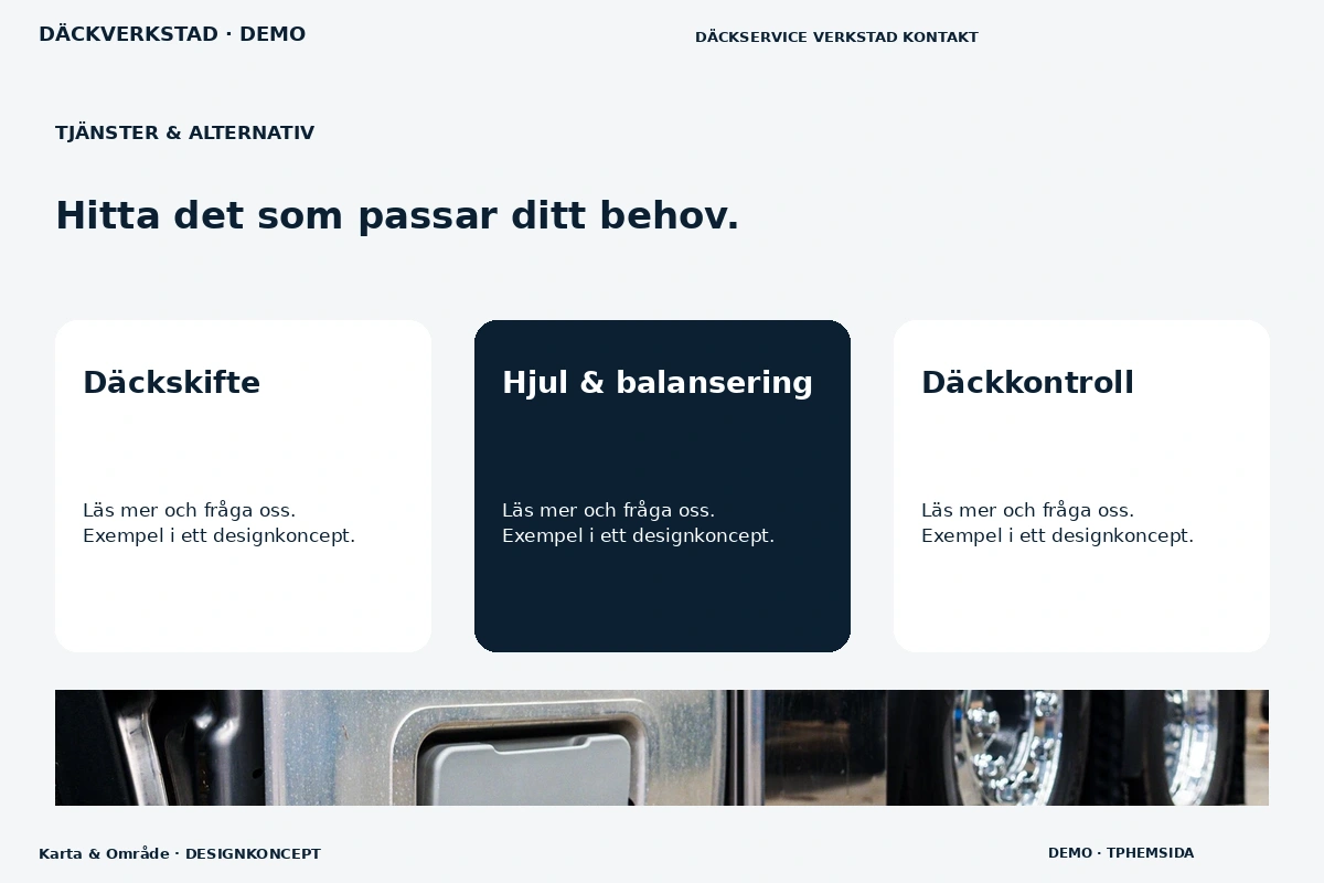 Karta & Område – Tjänster & alternativ för däckverkstad