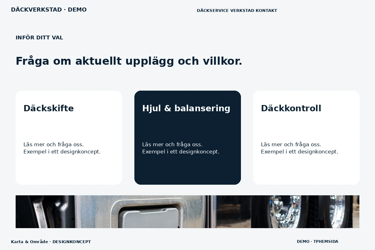 Karta & Område – Alternativ & villkor för däckverkstad