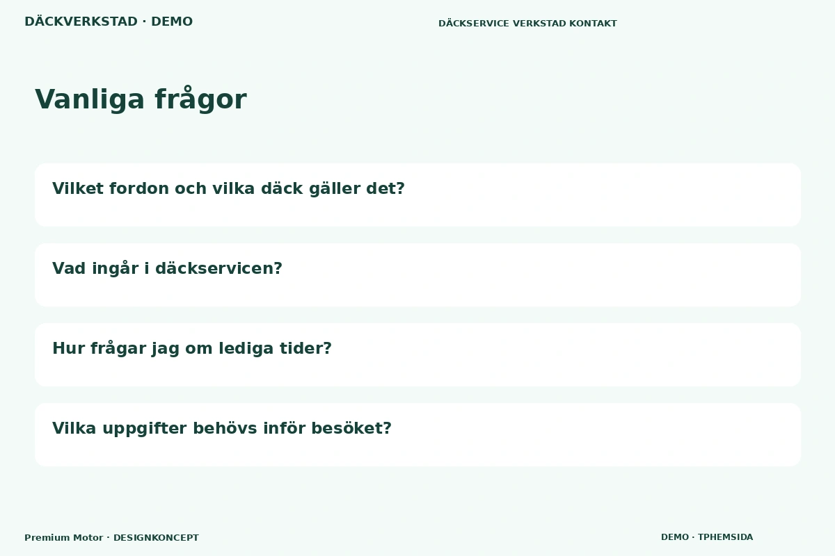 Premium Motor – Vanliga frågor för däckverkstad
