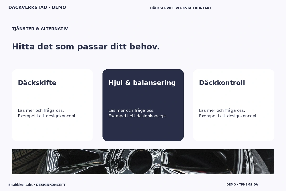 Snabbkontakt – Tjänster & alternativ för däckverkstad