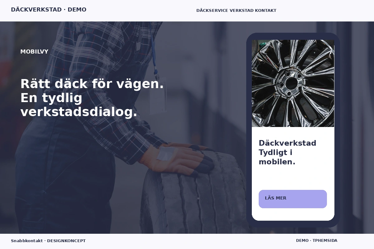Snabbkontakt – Mobilvy för däckverkstad