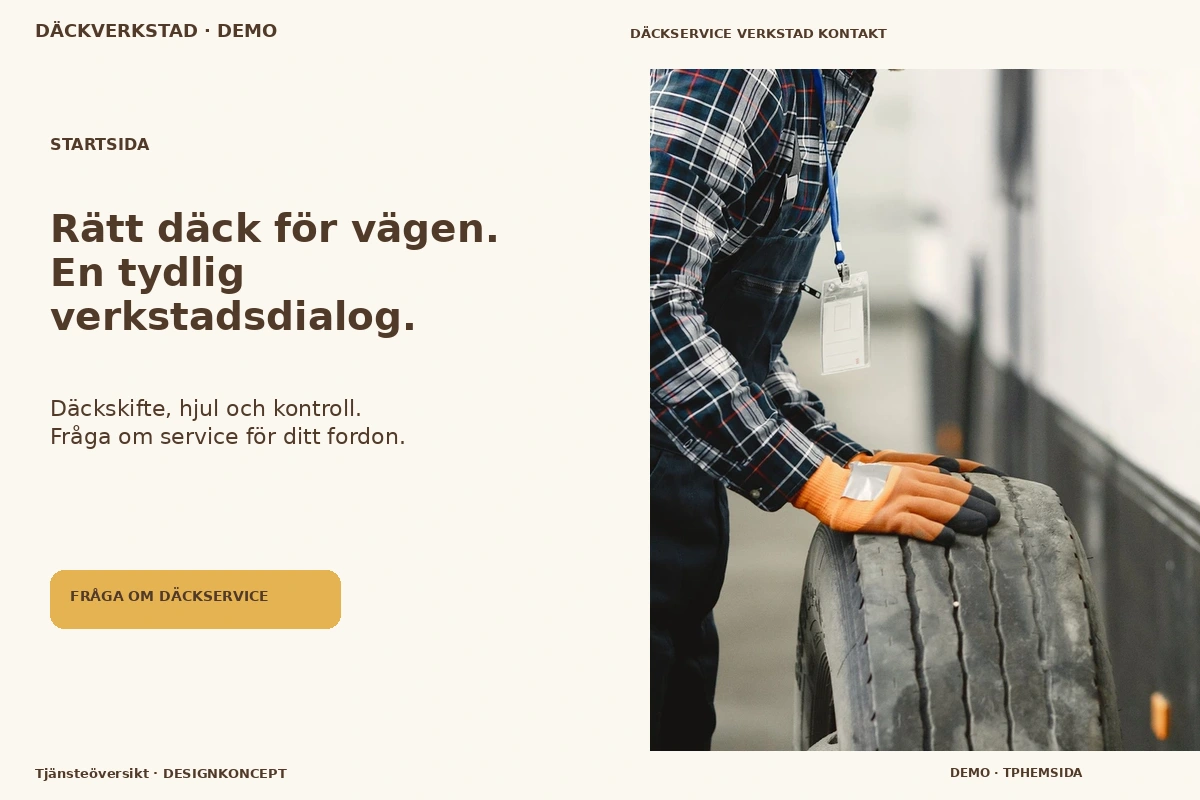 Tjänsteöversikt – Startsida för däckverkstad