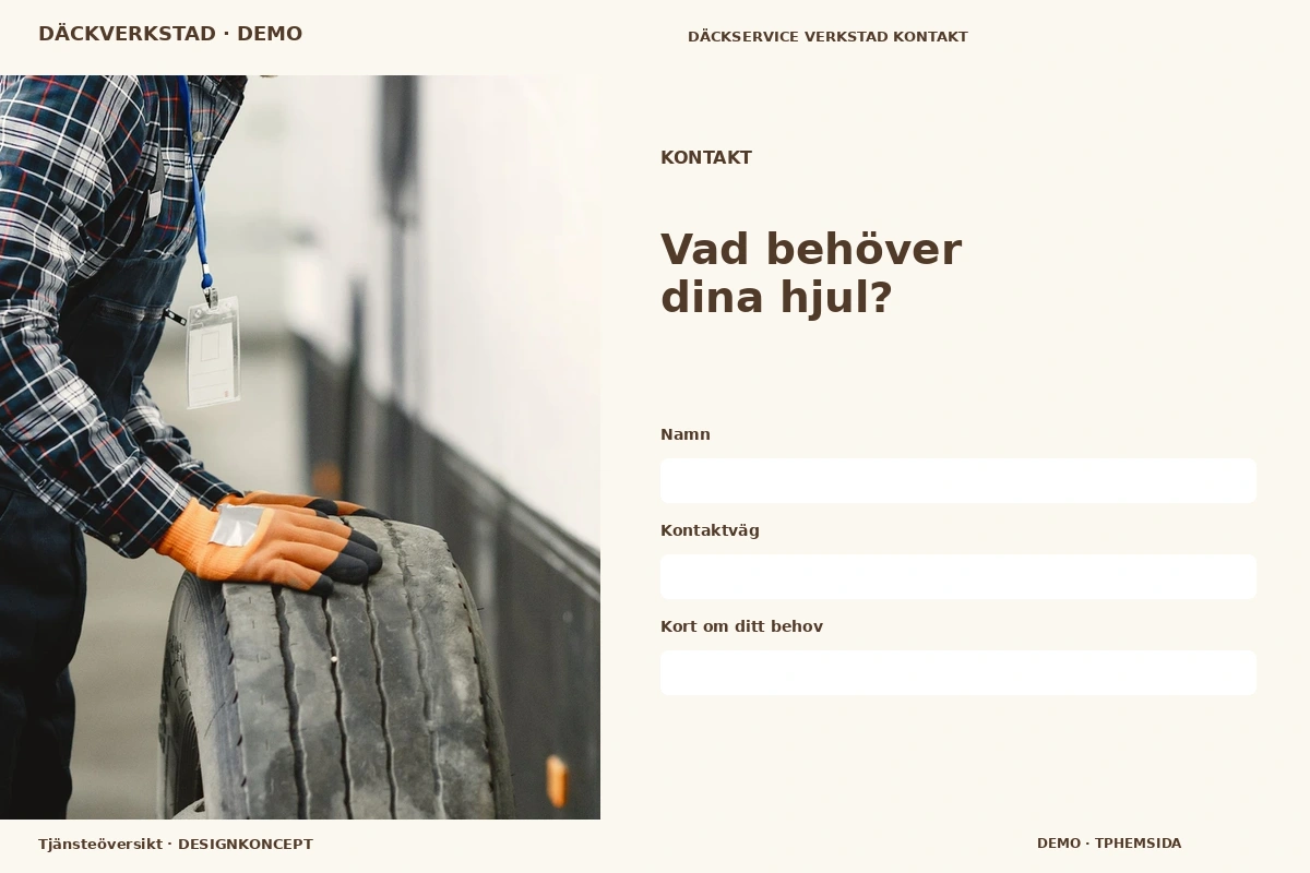 Tjänsteöversikt – Kontakt för däckverkstad