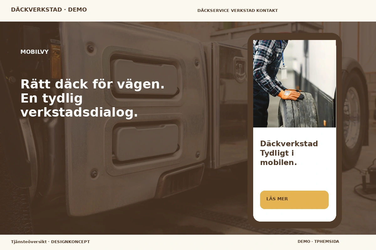 Tjänsteöversikt – Mobilvy för däckverkstad