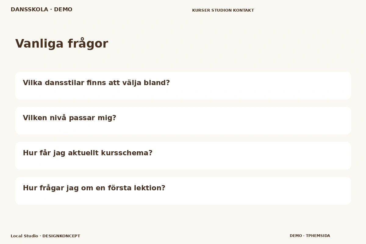 Local Studio – Vanliga frågor för dansskola