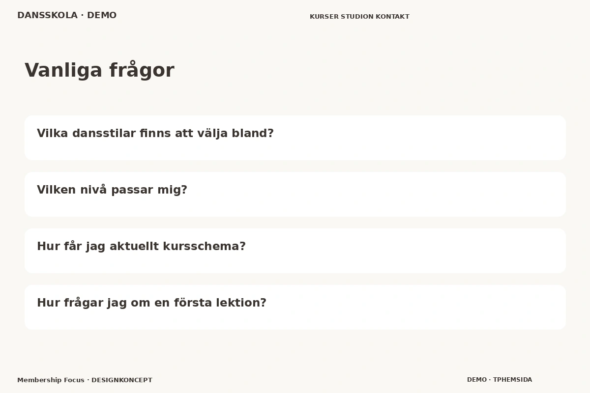 Membership Focus – Vanliga frågor för dansskola
