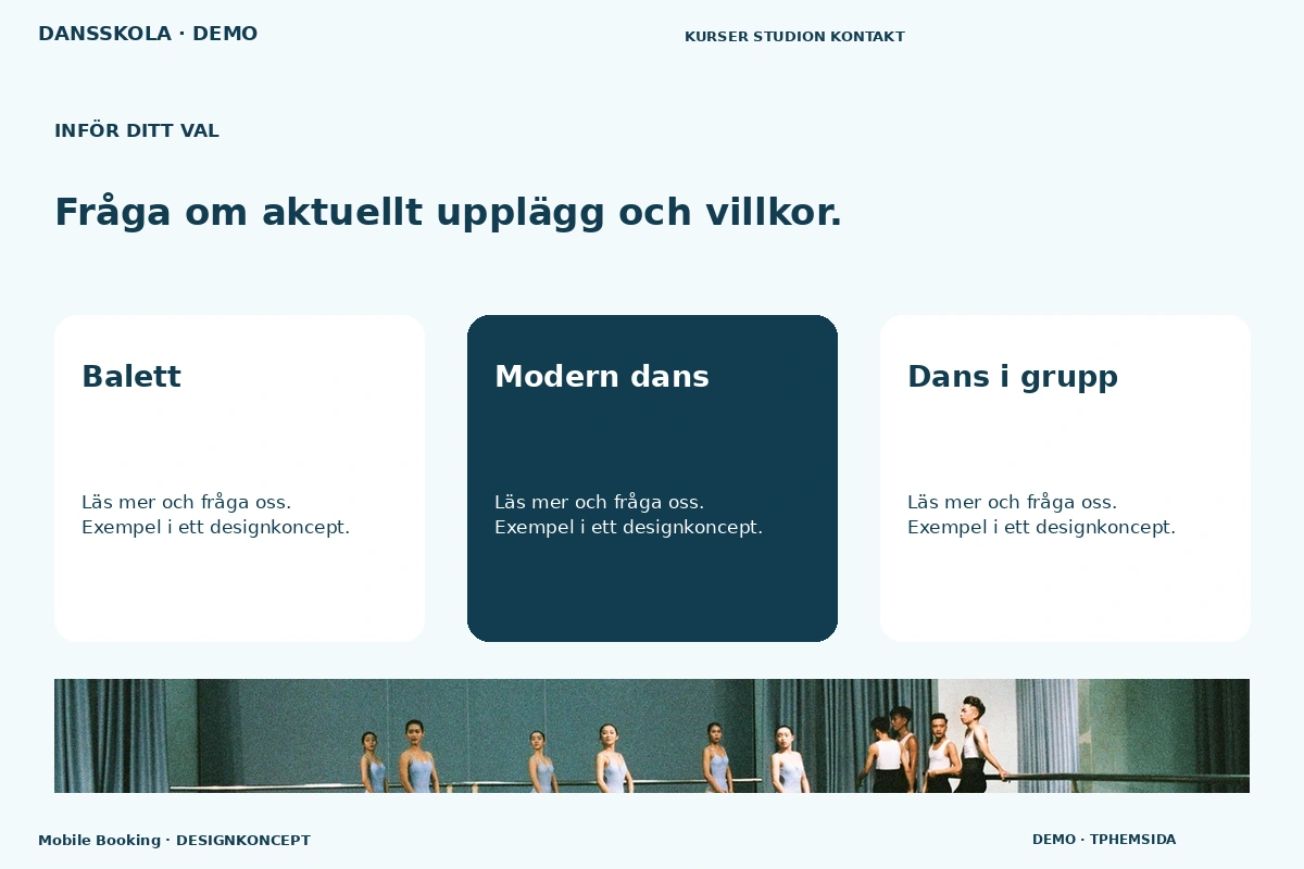 Mobile Booking – Alternativ & villkor för dansskola