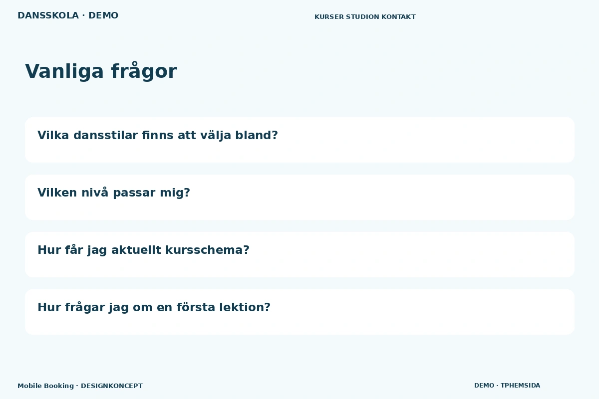 Mobile Booking – Vanliga frågor för dansskola