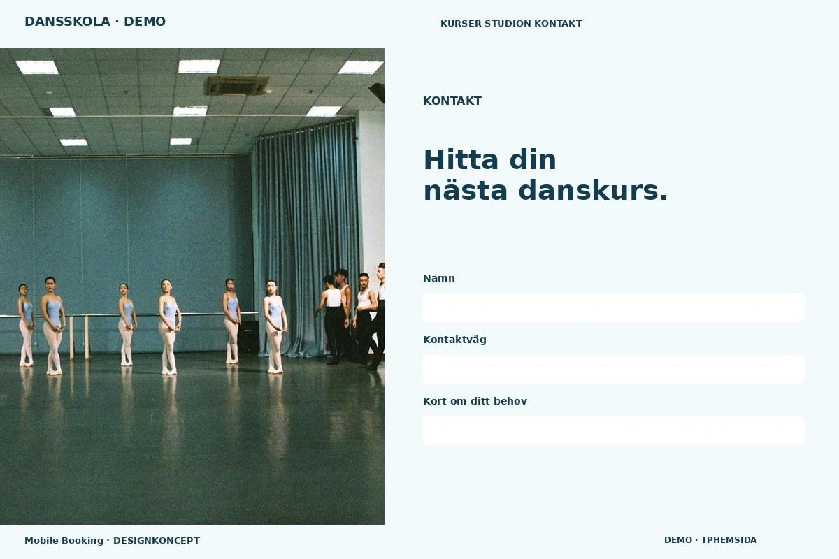 Mobile Booking – Kontakt för dansskola