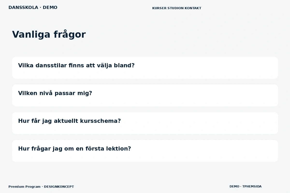 Premium Program – Vanliga frågor för dansskola