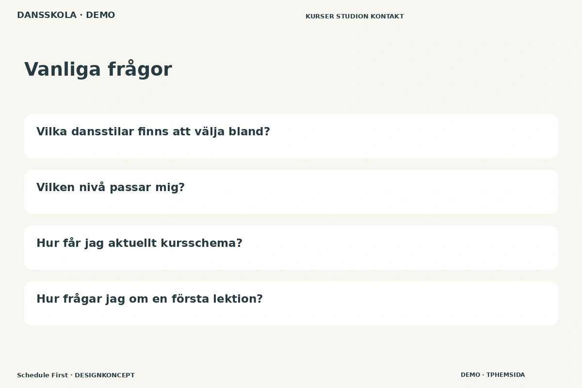 Schedule First – Vanliga frågor för dansskola