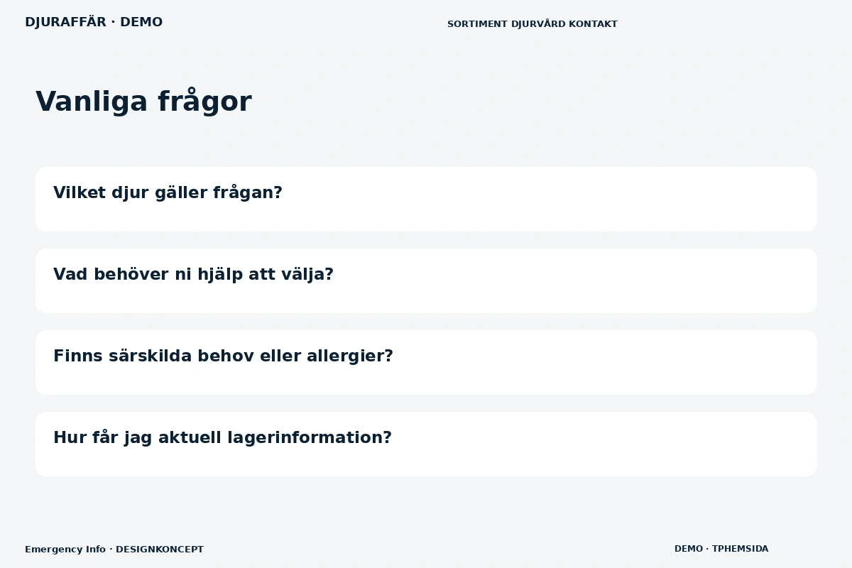 Emergency Info – Vanliga frågor för djuraffär