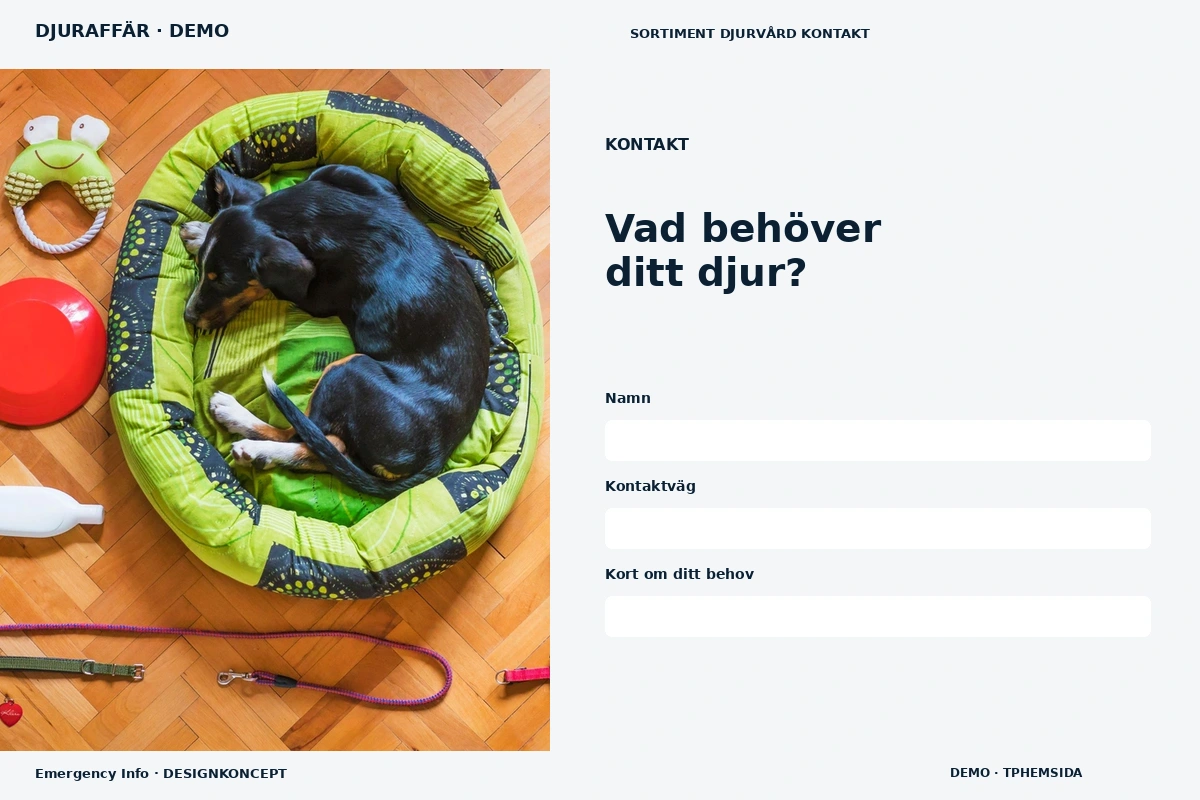 Emergency Info – Kontakt för djuraffär