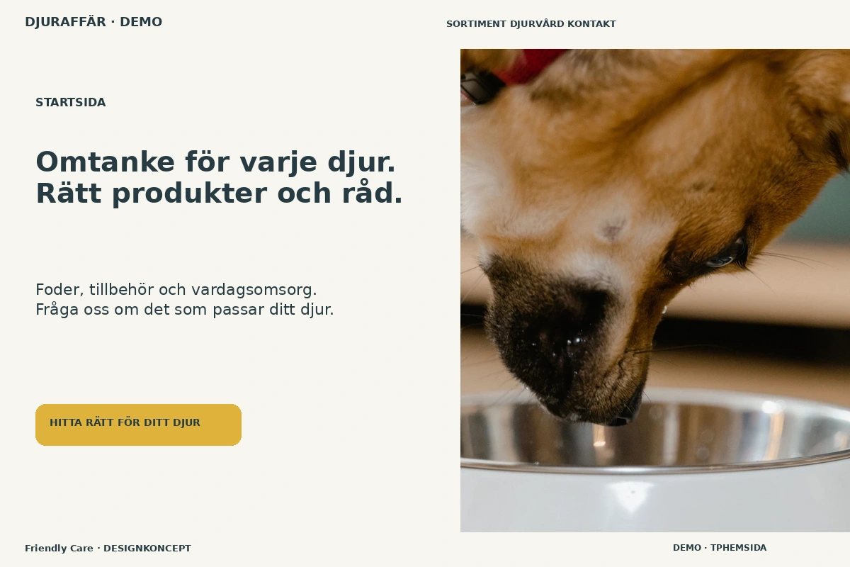 Friendly Care – Startsida för djuraffär