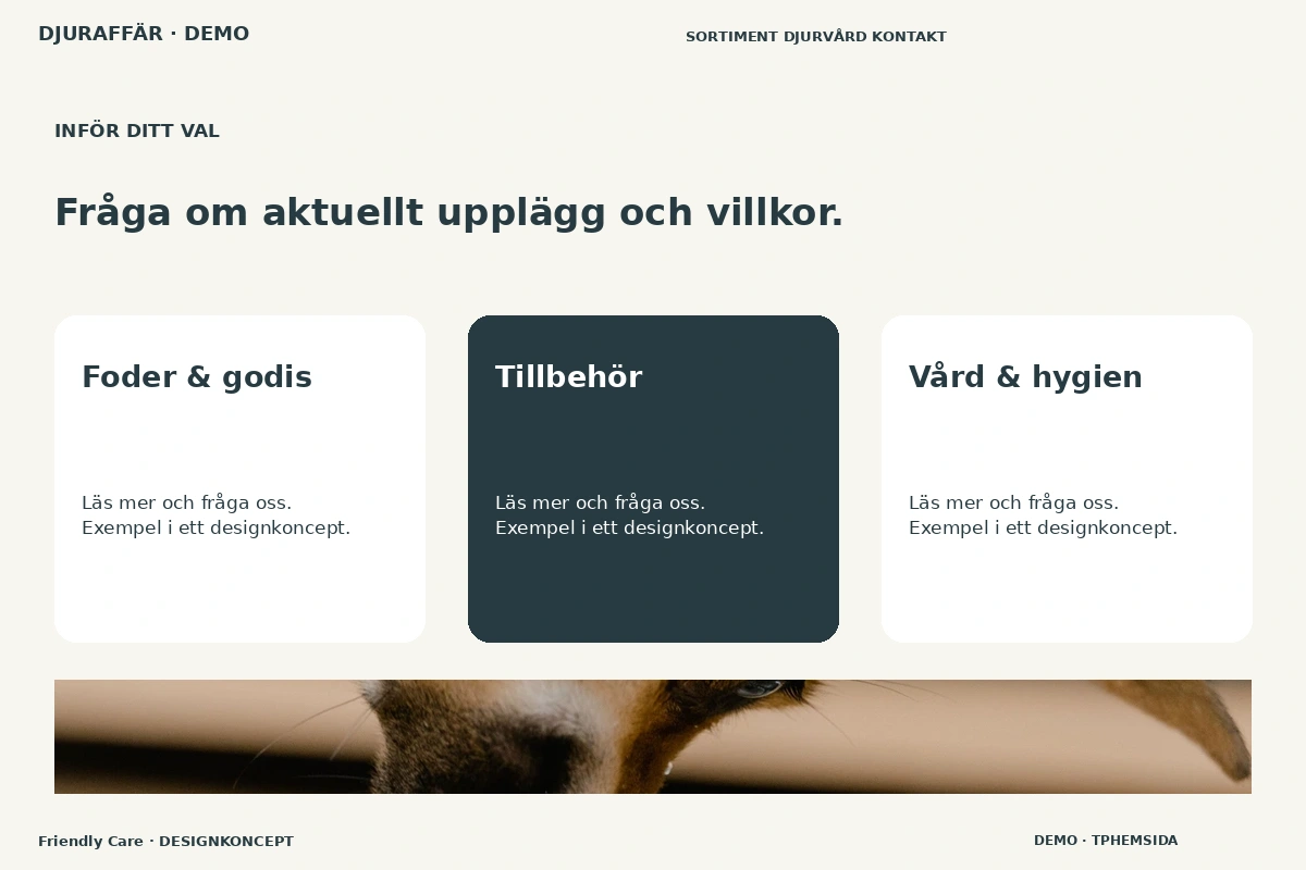 Friendly Care – Alternativ & villkor för djuraffär