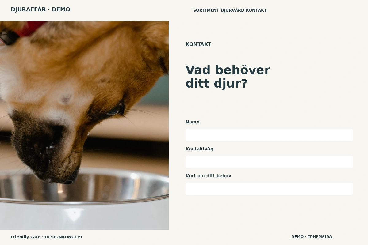 Friendly Care – Kontakt för djuraffär