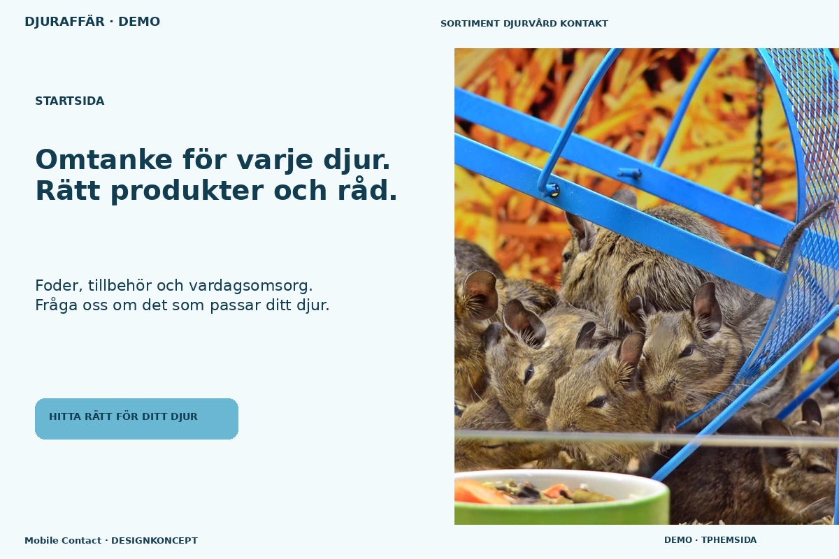 Mobile Contact – Startsida för djuraffär