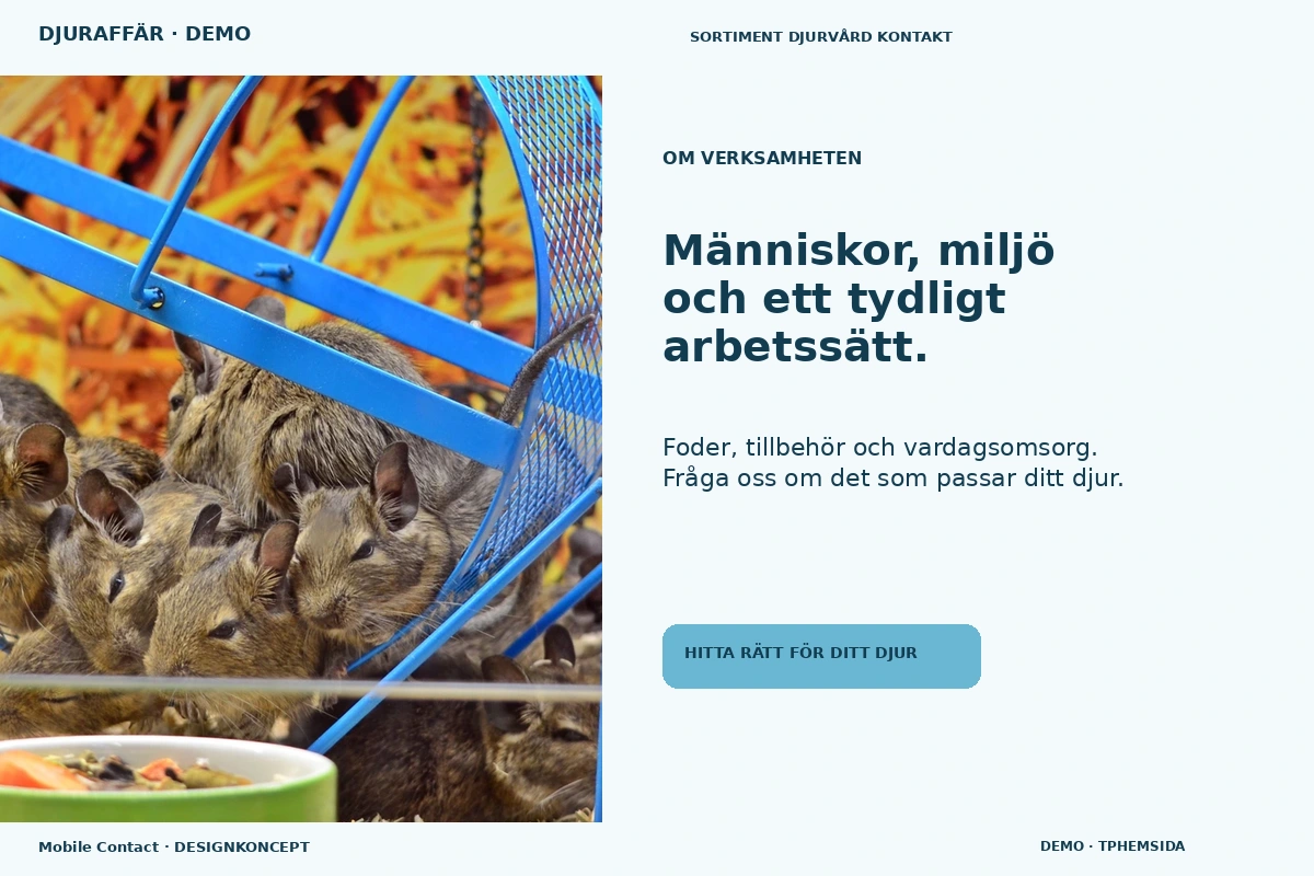 Mobile Contact – Om verksamheten för djuraffär