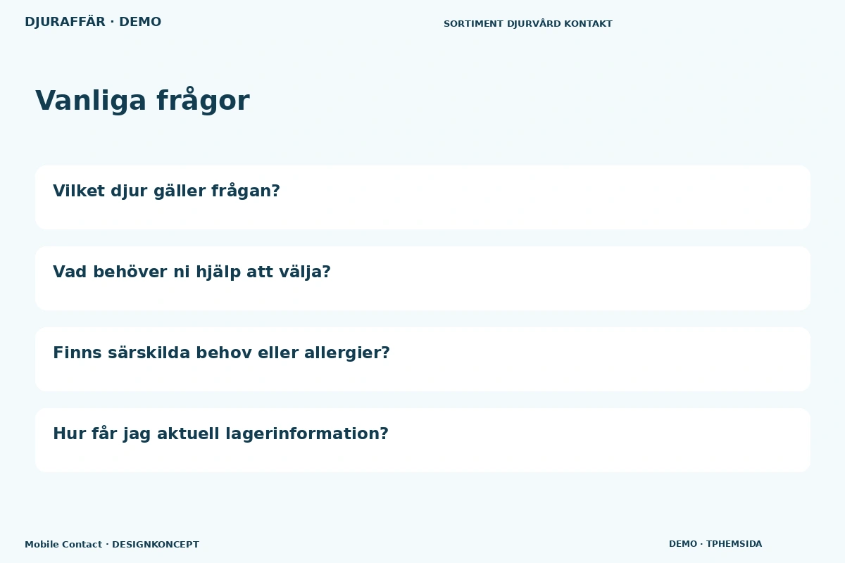 Mobile Contact – Vanliga frågor för djuraffär