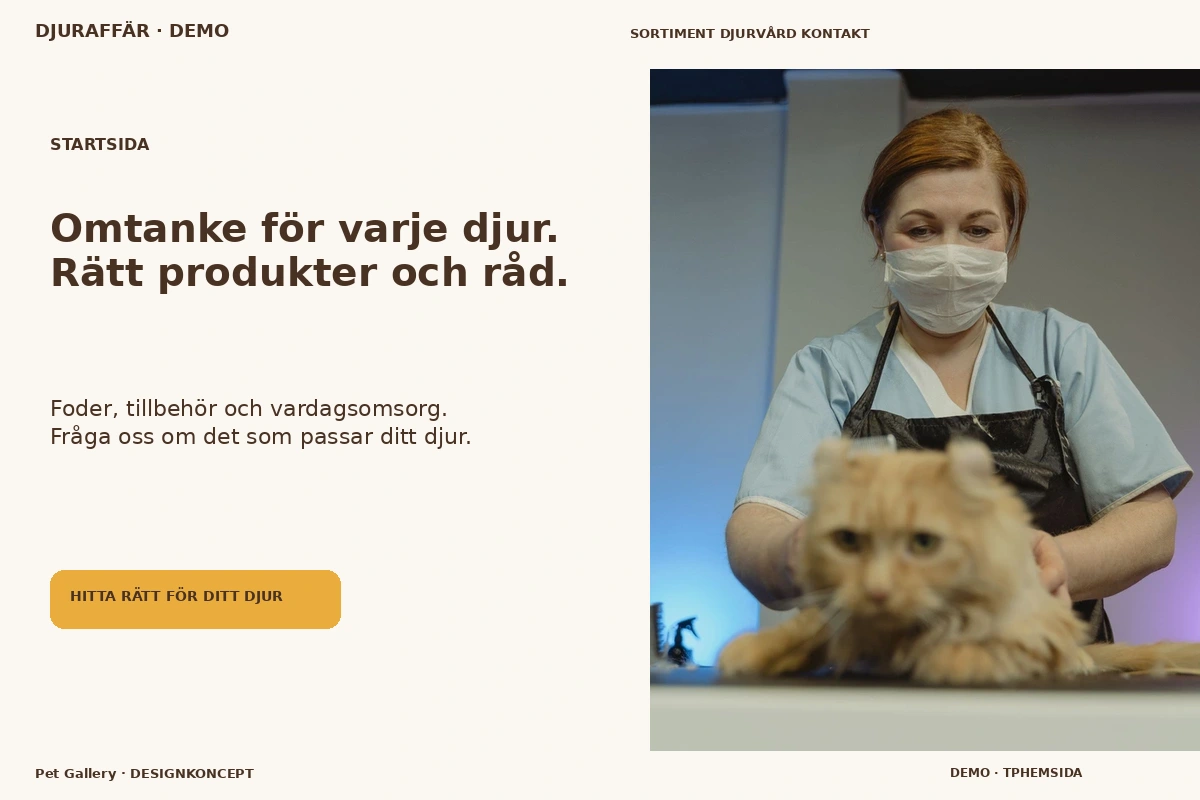 Pet Gallery – Startsida för djuraffär