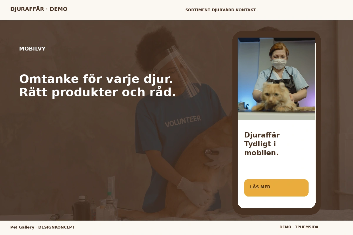 Pet Gallery – Mobilvy för djuraffär