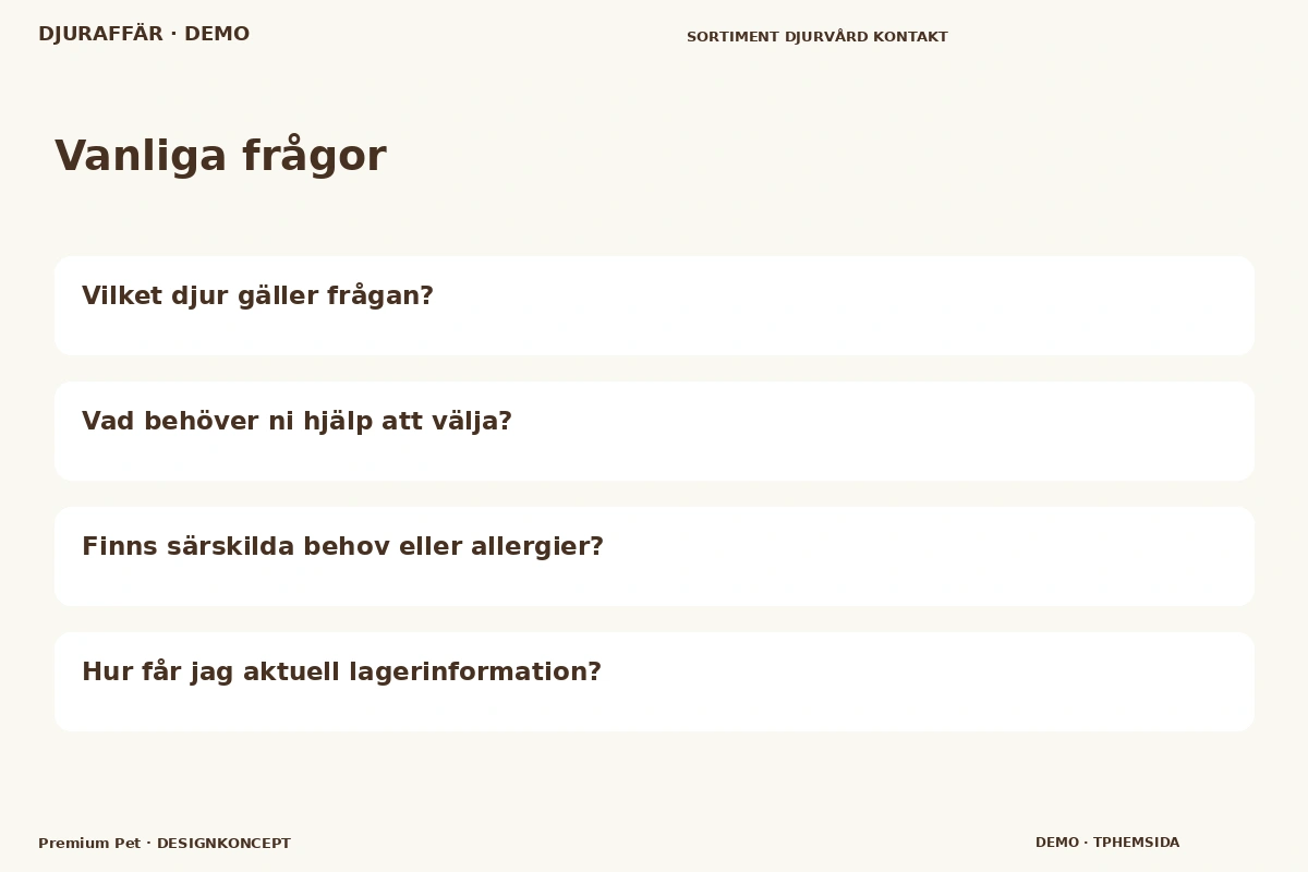 Premium Pet – Vanliga frågor för djuraffär