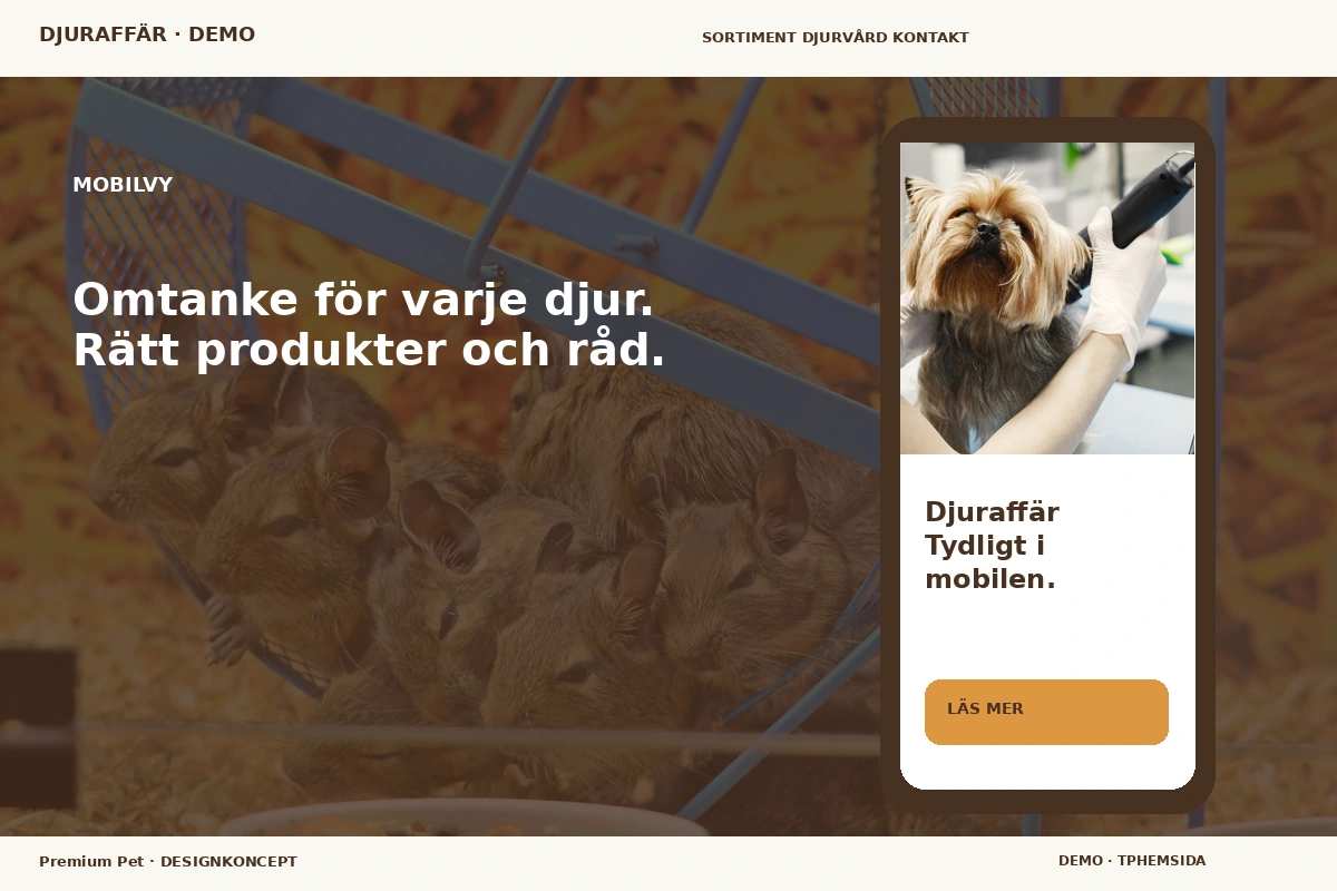 Premium Pet – Mobilvy för djuraffär