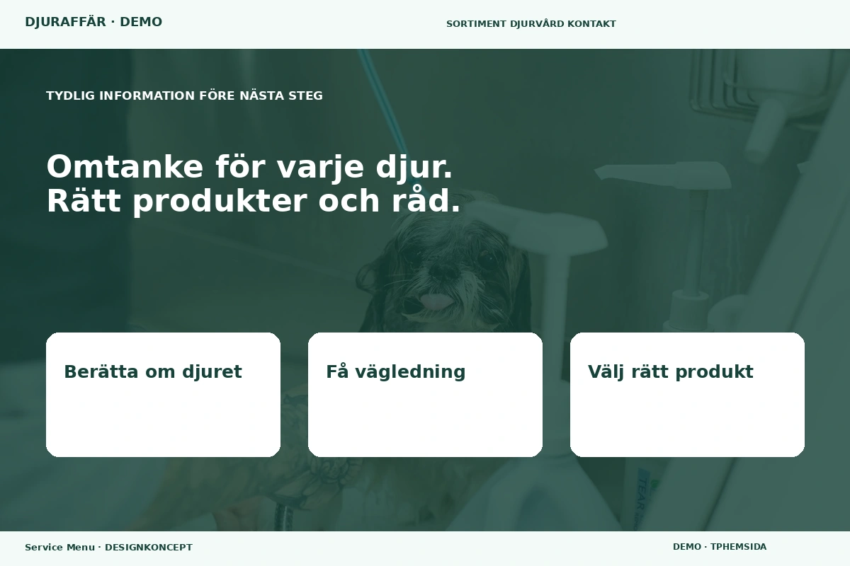 Service Menu – Inför ditt val för djuraffär