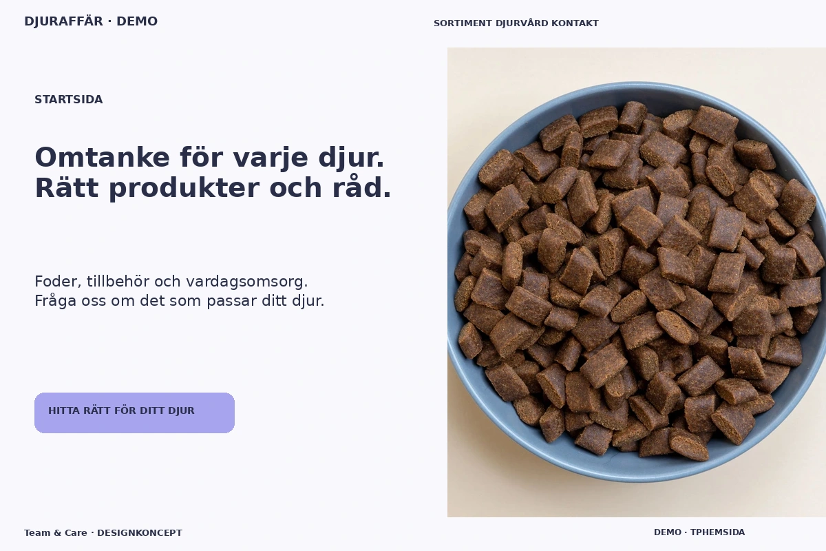 Team & Care – Startsida för djuraffär
