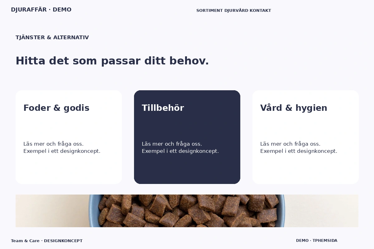 Team & Care – Tjänster & alternativ för djuraffär