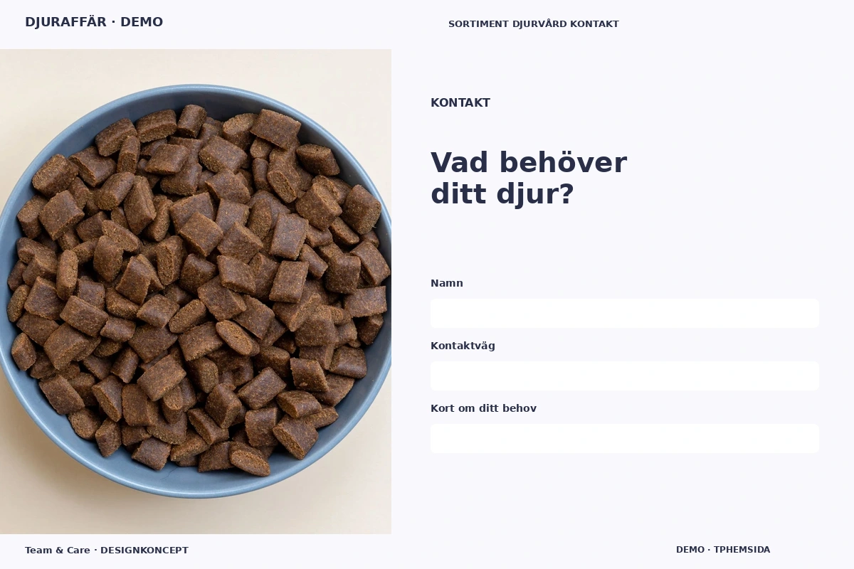 Team & Care – Kontakt för djuraffär