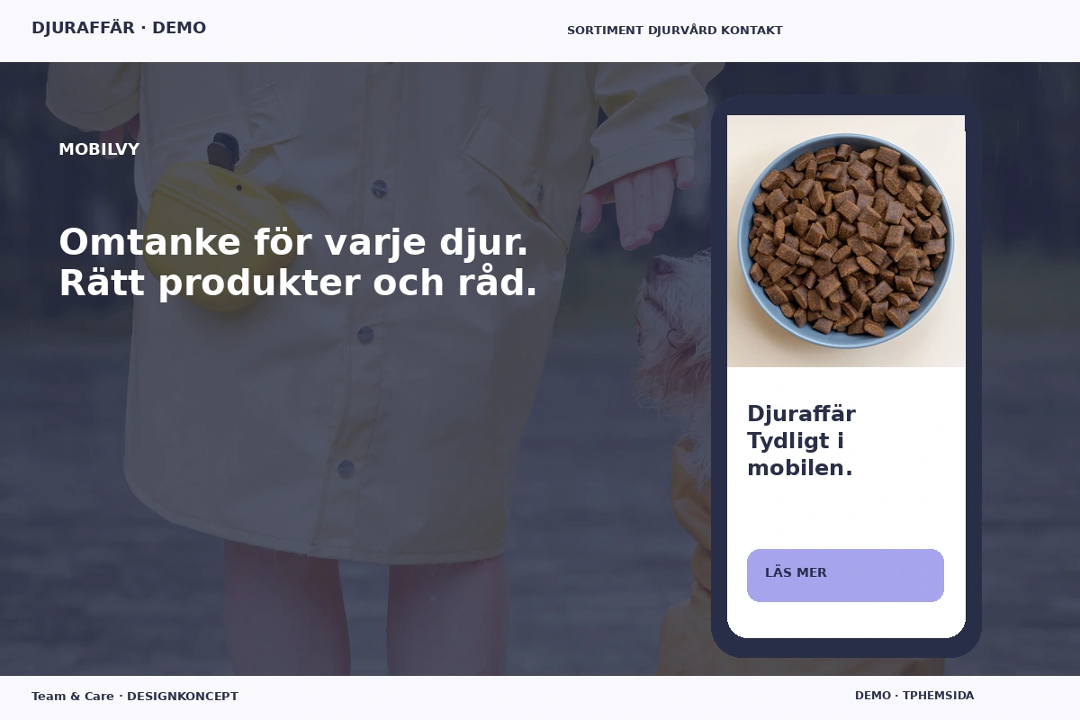 Team & Care – Mobilvy för djuraffär