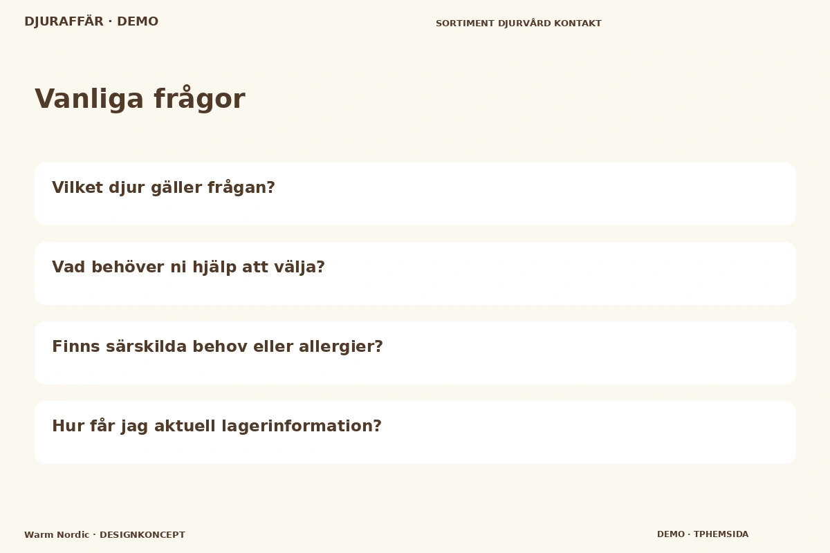 Warm Nordic – Vanliga frågor för djuraffär