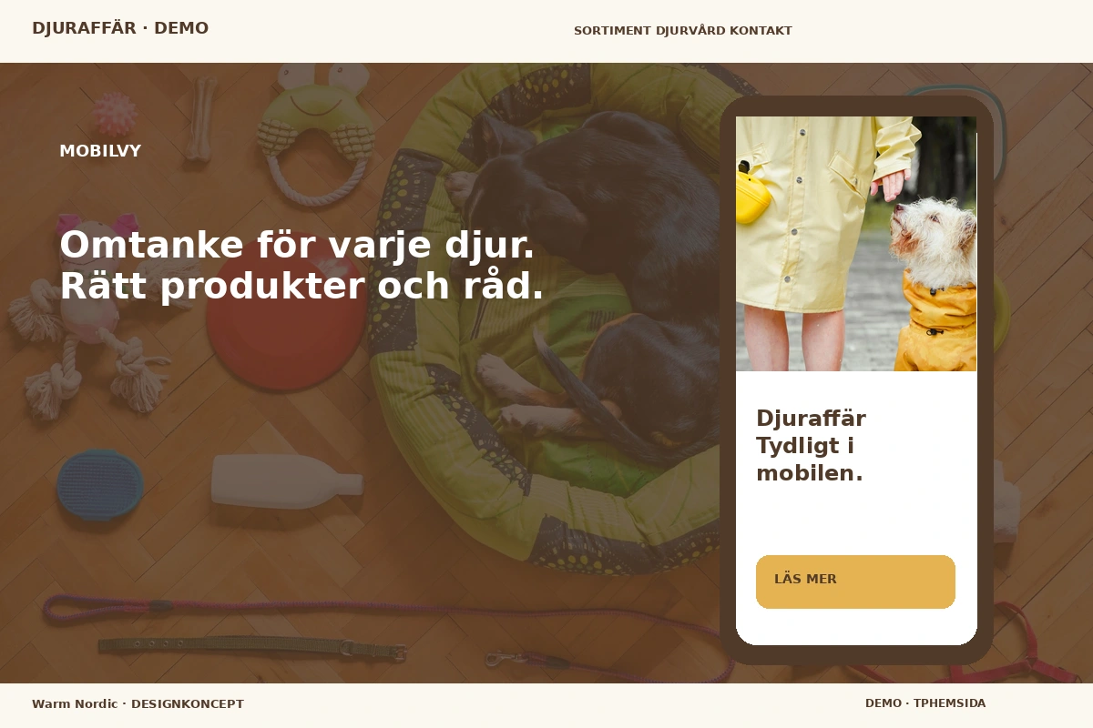 Warm Nordic – Mobilvy för djuraffär