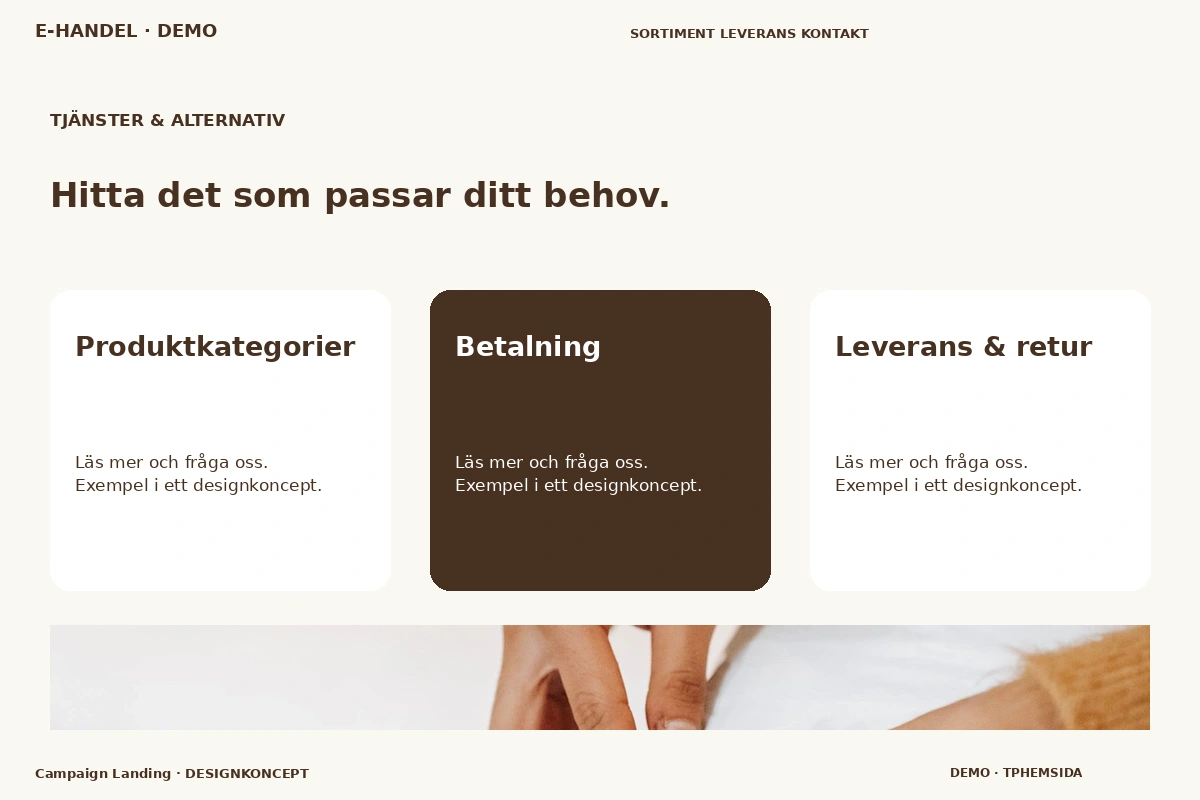 Campaign Landing – Tjänster & alternativ för e-handel