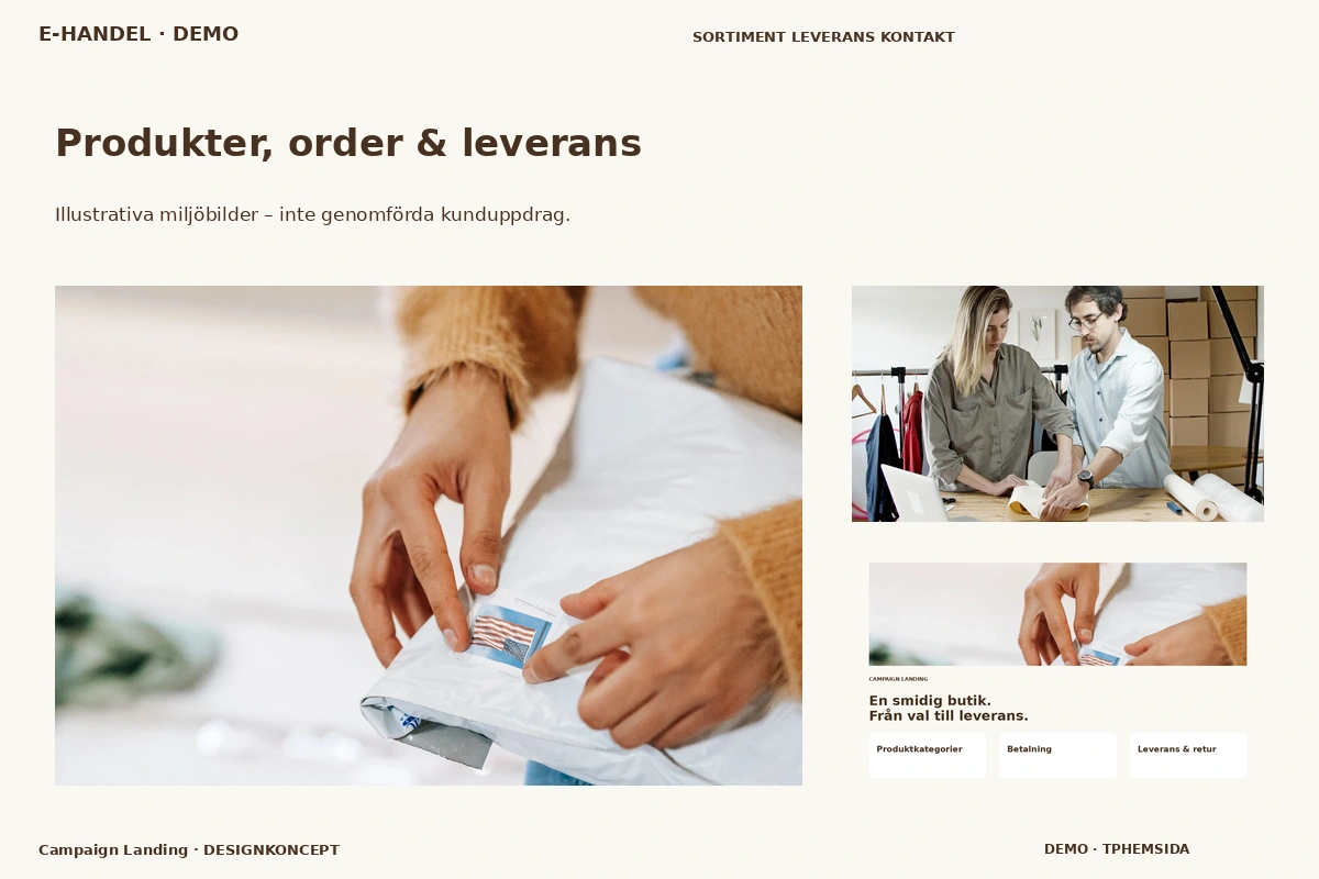 Campaign Landing – Produkter, order & leverans för e-handel