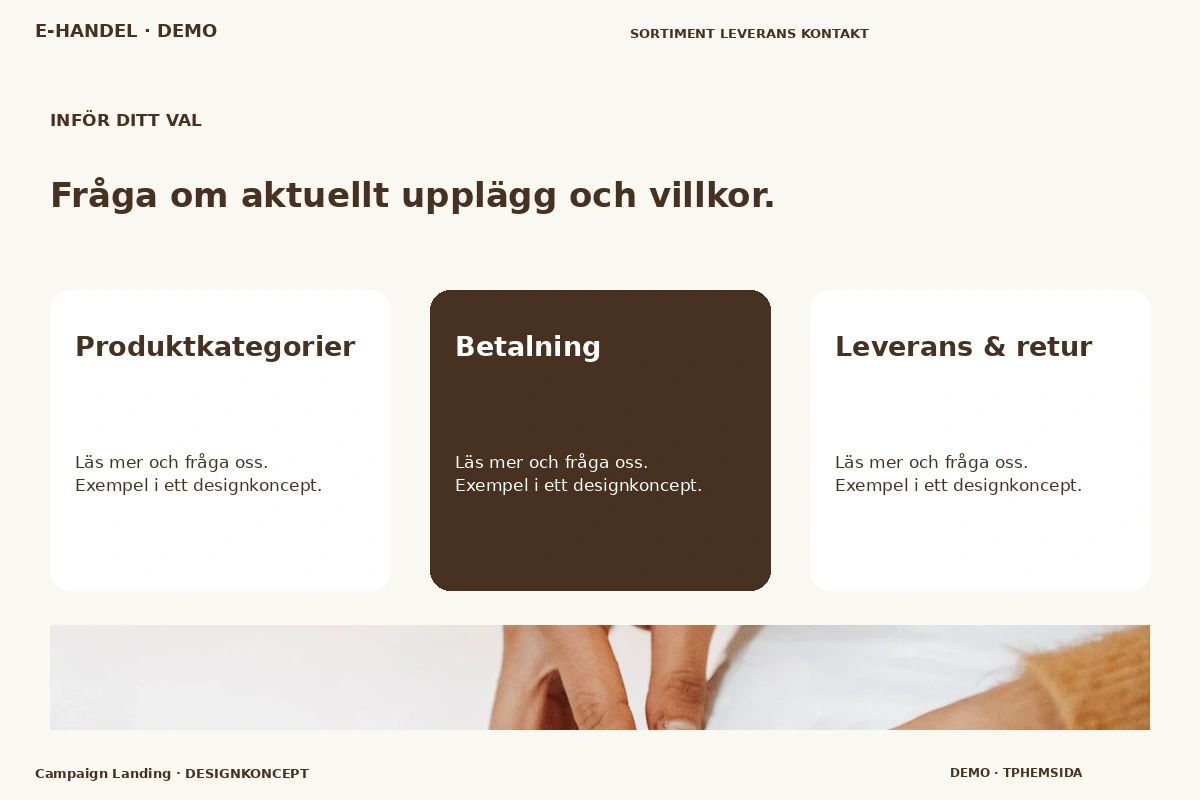 Campaign Landing – Alternativ & villkor för e-handel