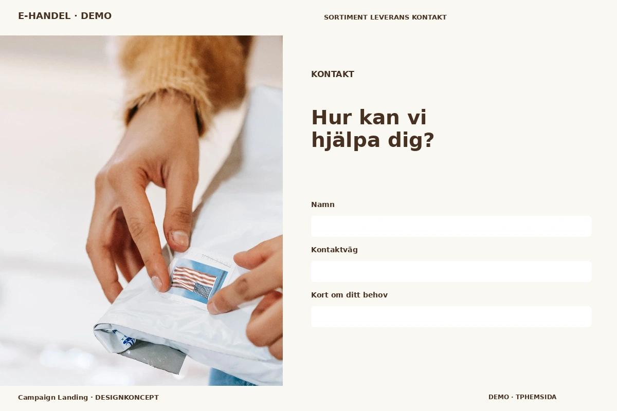 Campaign Landing – Kontakt för e-handel