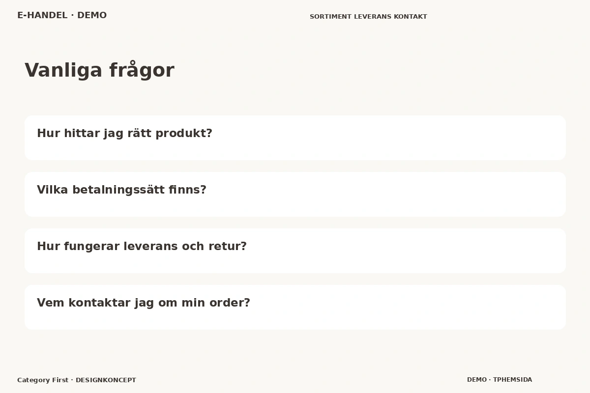 Category First – Vanliga frågor för e-handel