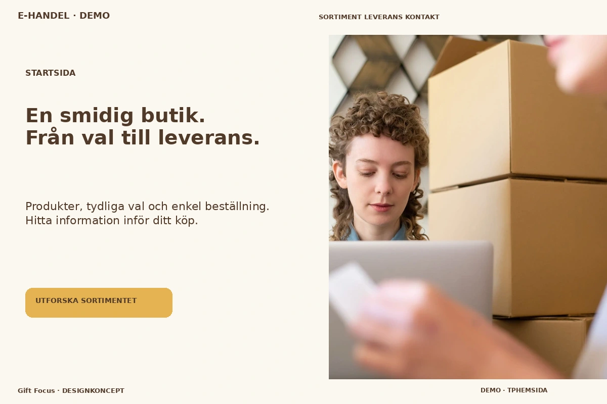Gift Focus – Startsida för e-handel