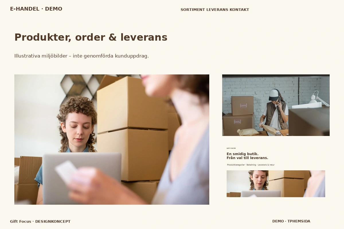 Gift Focus – Produkter, order & leverans för e-handel