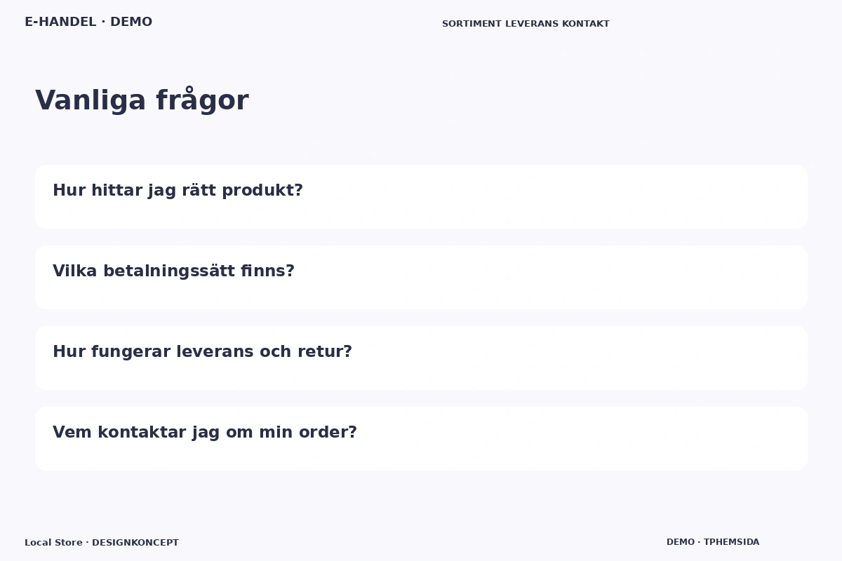 Local Store – Vanliga frågor för e-handel