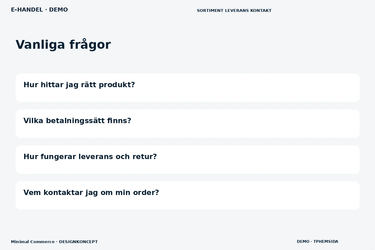 Minimal Commerce – Vanliga frågor för e-handel
