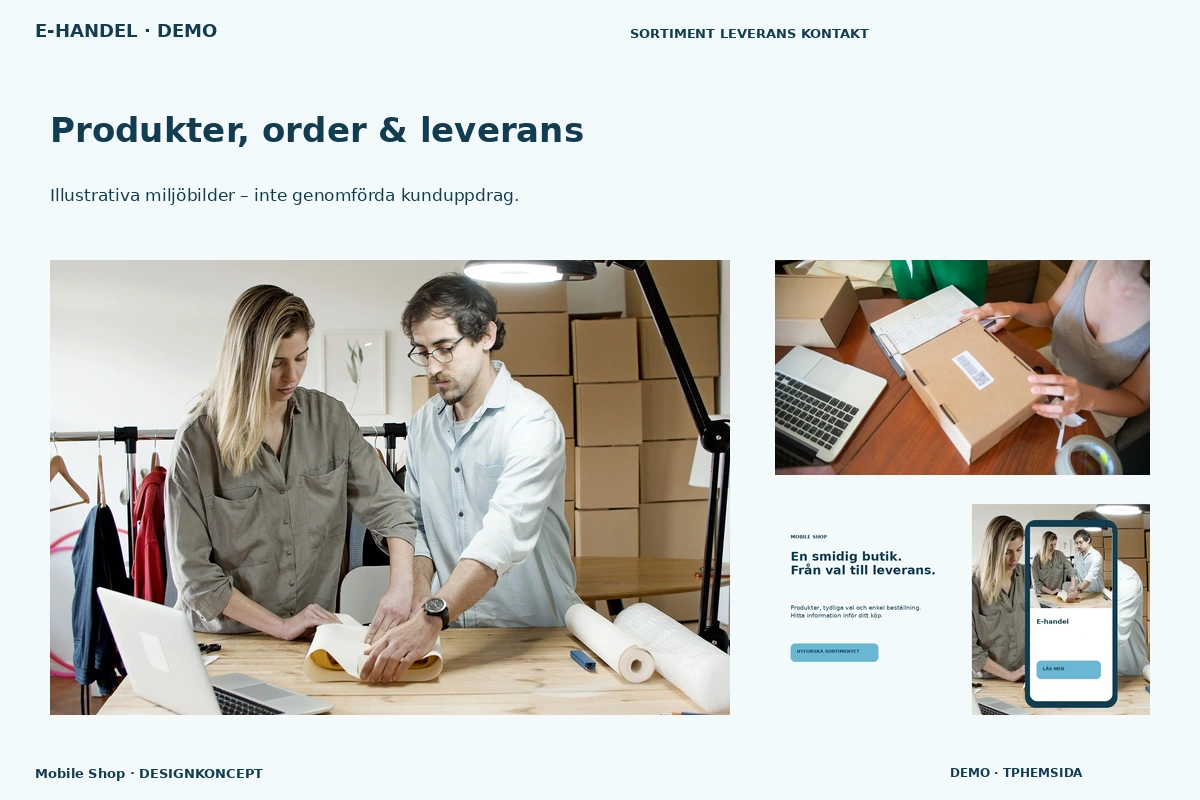 Mobile Shop – Produkter, order & leverans för e-handel