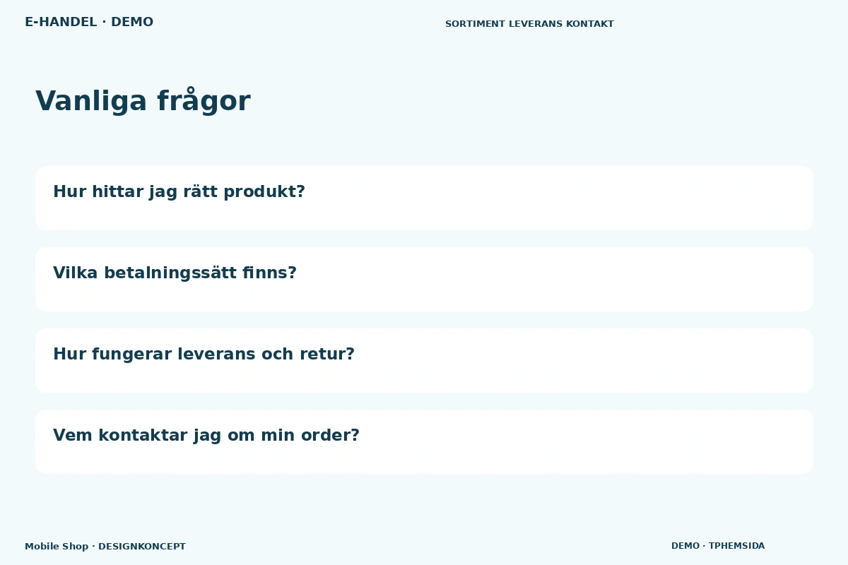 Mobile Shop – Vanliga frågor för e-handel