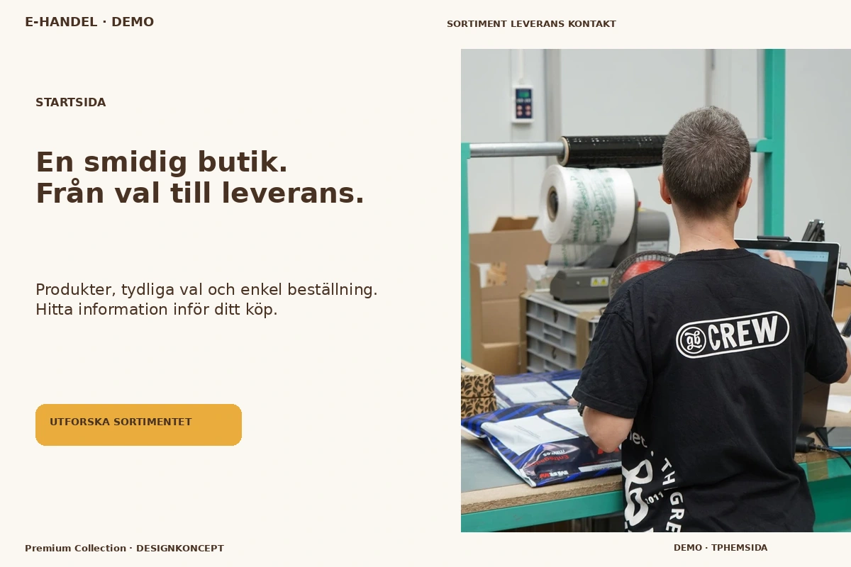 Premium Collection – Startsida för e-handel