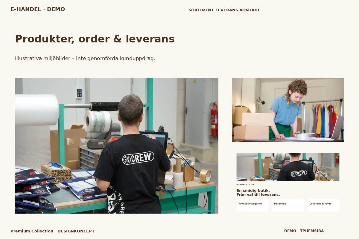 Premium Collection – Produkter, order & leverans för e-handel